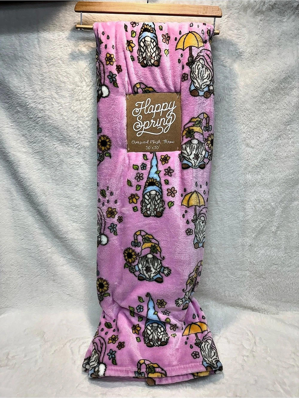 Oversized Plush Throw Gnome Floral Plush Throw in Pink & Purple NWT